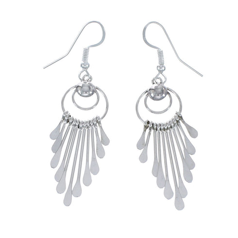 Native American Genuine Sterling Silver Hook Dangle Earrings JX126820
